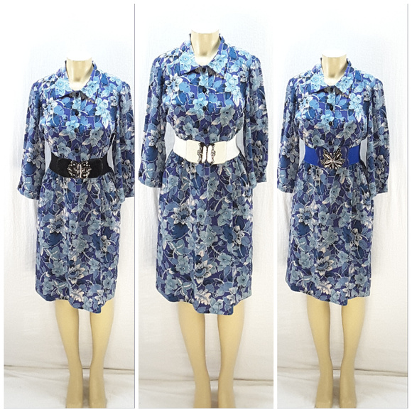 Custom Made Dresses & Skirts - Blues / Purples POCKETS Dress, size Large / 10